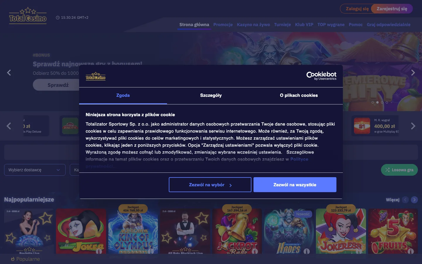 Zrzuty ekranu Total Casino